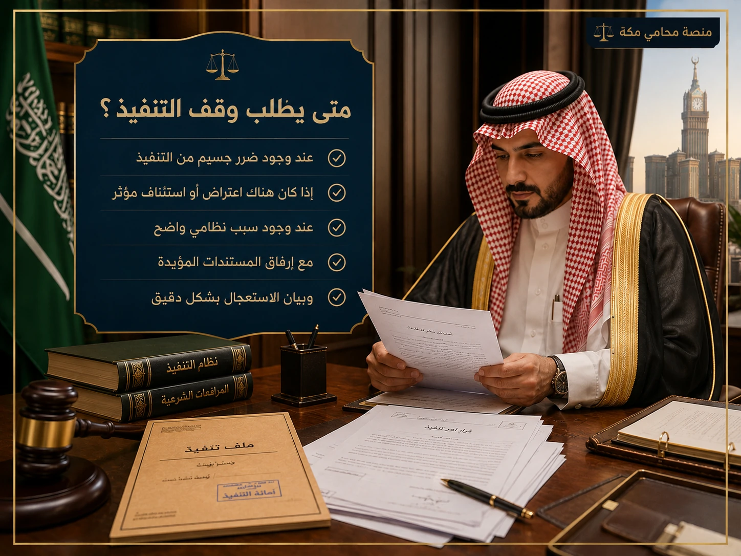 متى يطلب وقف التنفيذ في السعودية