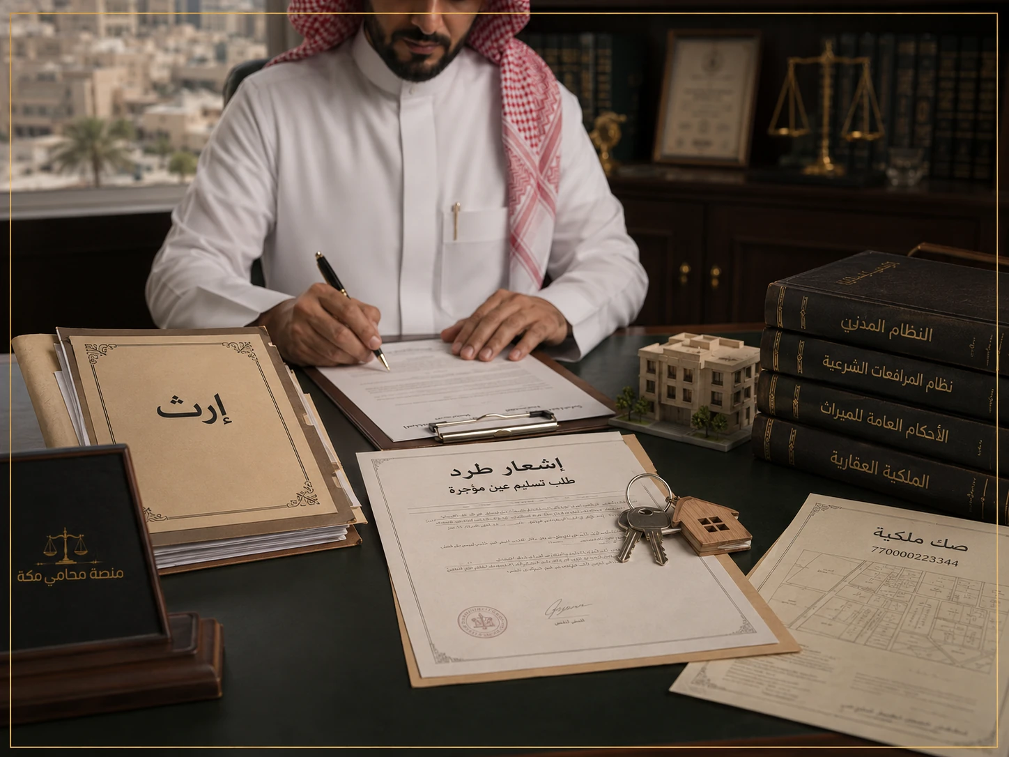 إشعار طرد وتسليم عقار موروث مع صك الملكية