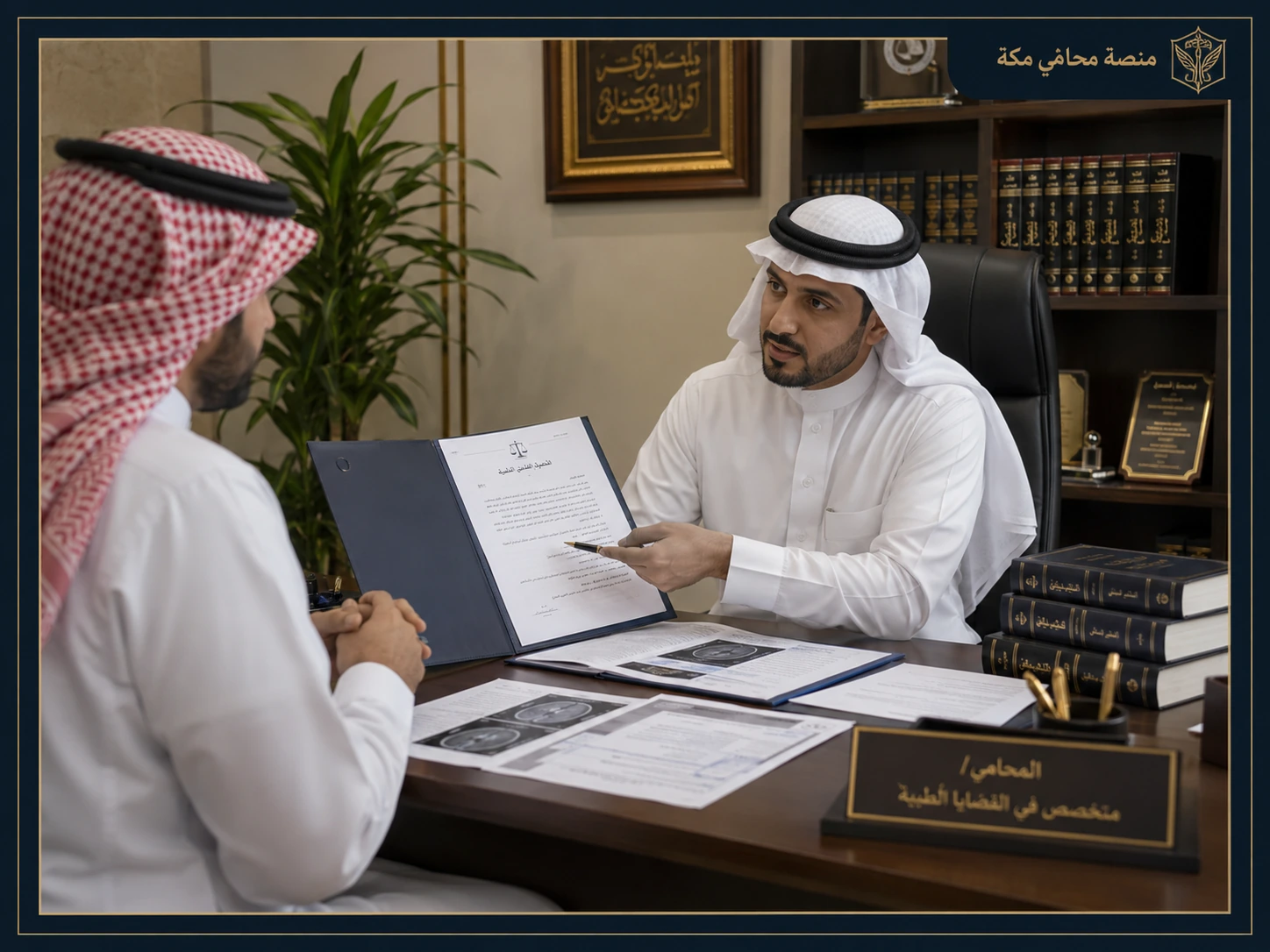 ملف تعويض خطأ طبي منظم يحتوي على تقارير وفواتير ومستندات قانونية