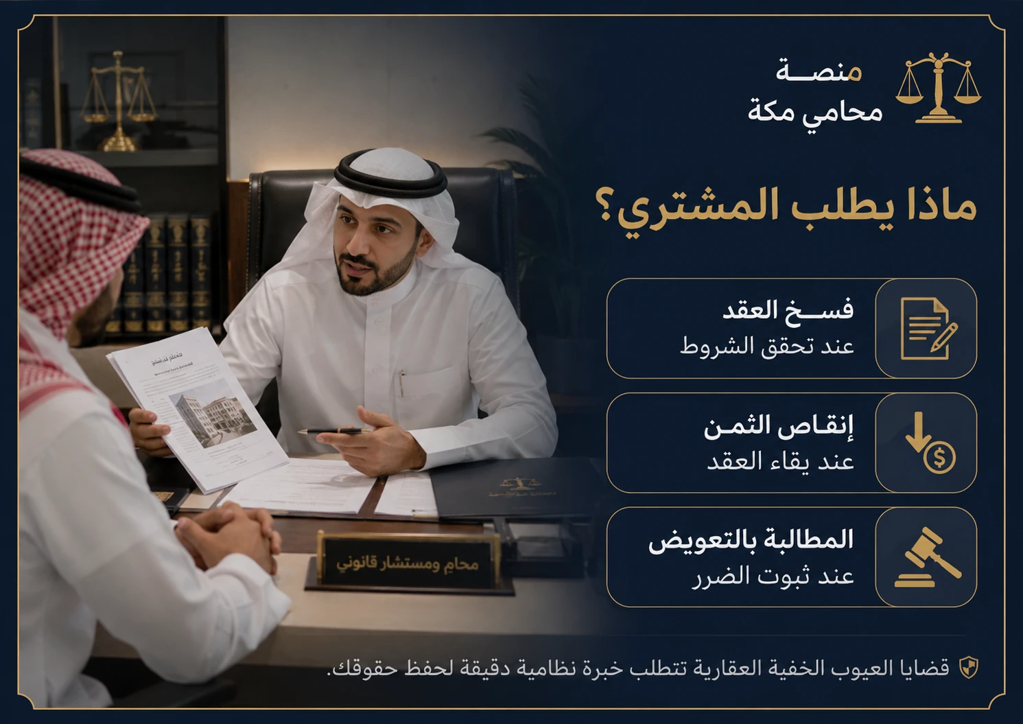 حقوق المشتري عند ثبوت العيب الخفي في العقار