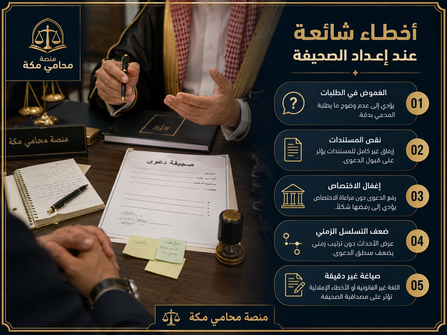 أخطاء شائعة عند إعداد صحيفة الدعوى