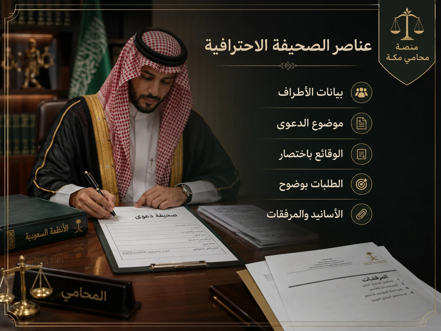 عناصر صحيفة الدعوى الاحترافية
