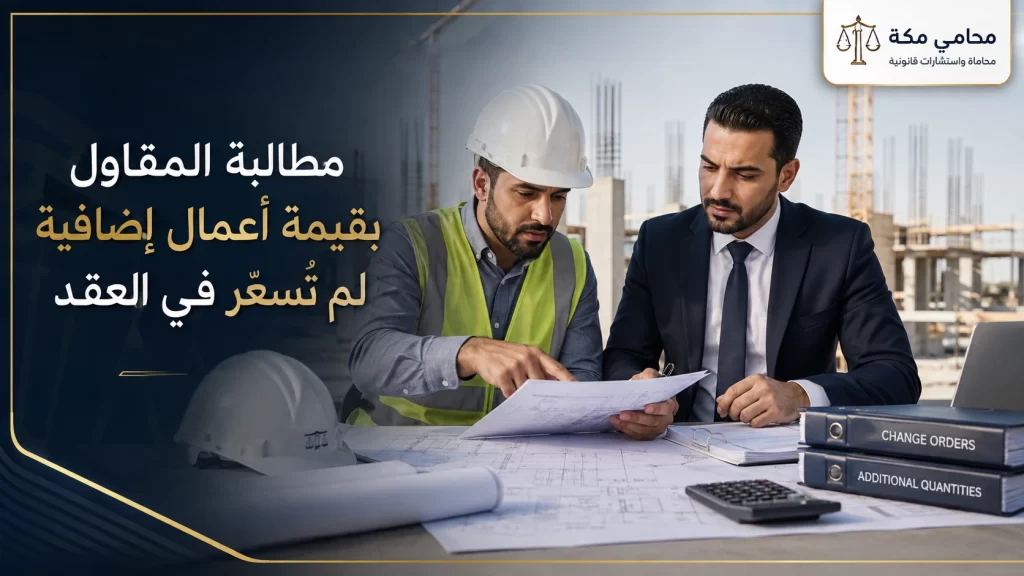 مطالبة المقاول بقيمة أعمال إضافية لم تسعر في العقد