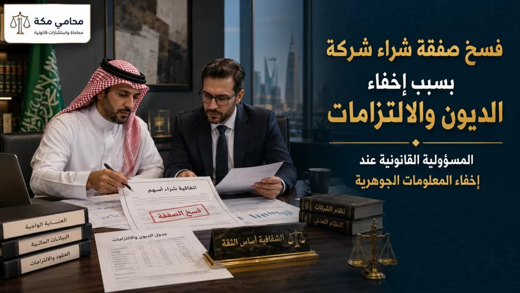 فسخ صفقة شراء شركة بسبب إخفاء الديون والالتزامات في السعودية