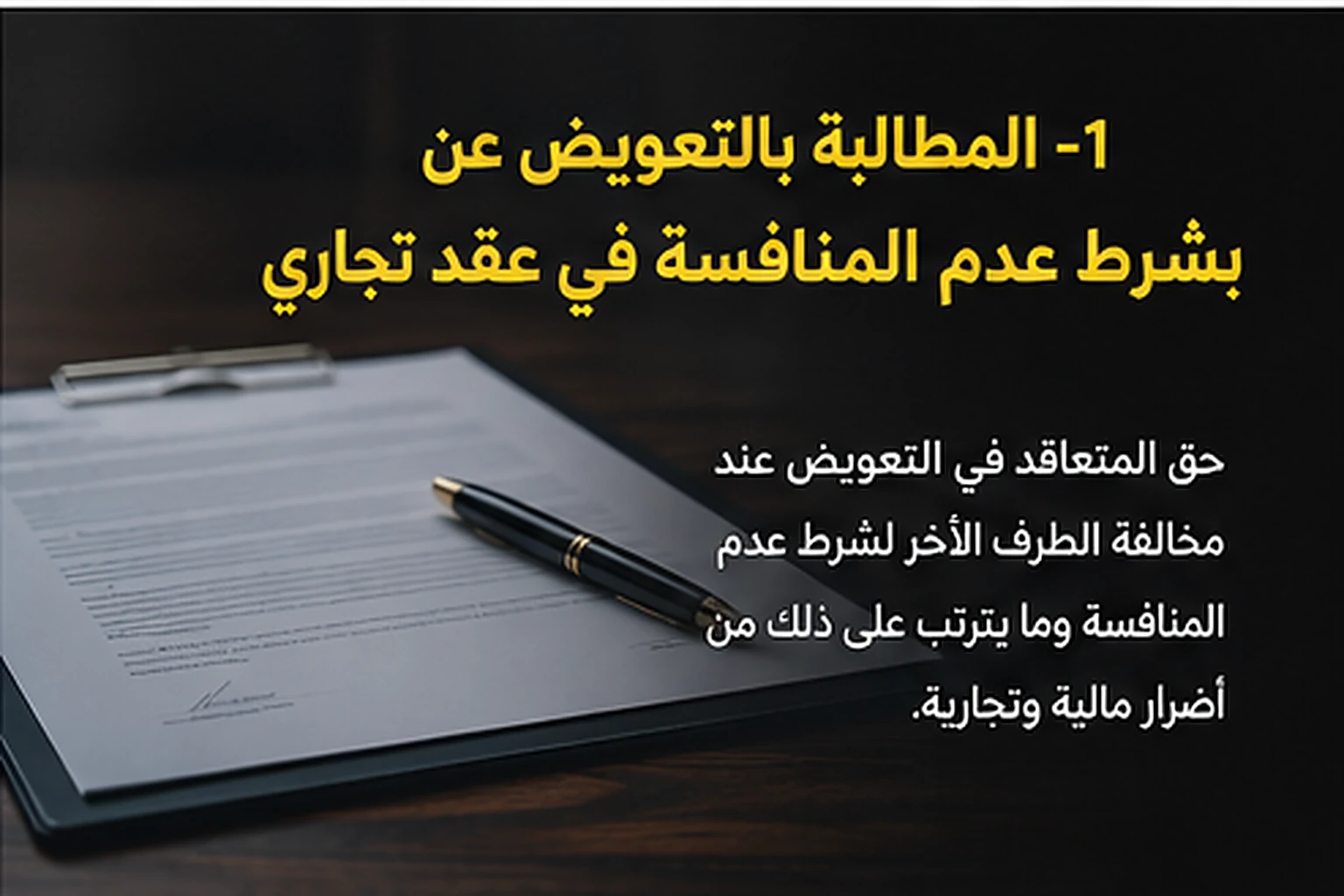 المطالبة بالتعويض عن الإخلال بشرط عدم المنافسة في عقد تجاري