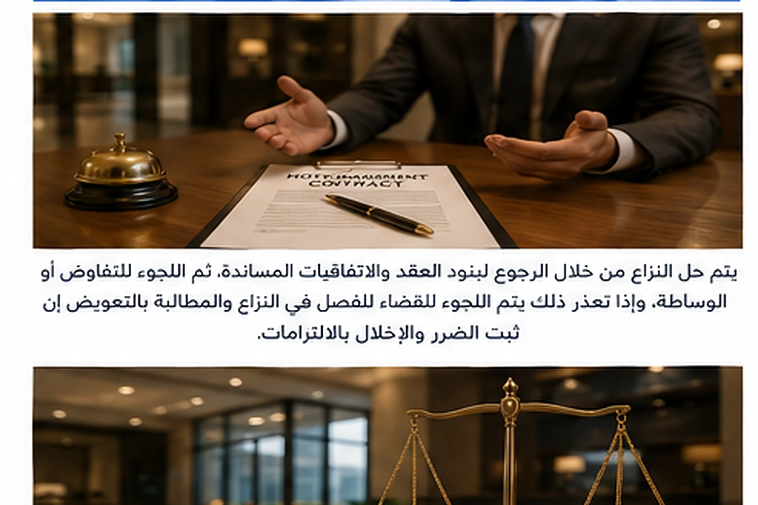أسباب النزاع في عقد إدارة الفندق