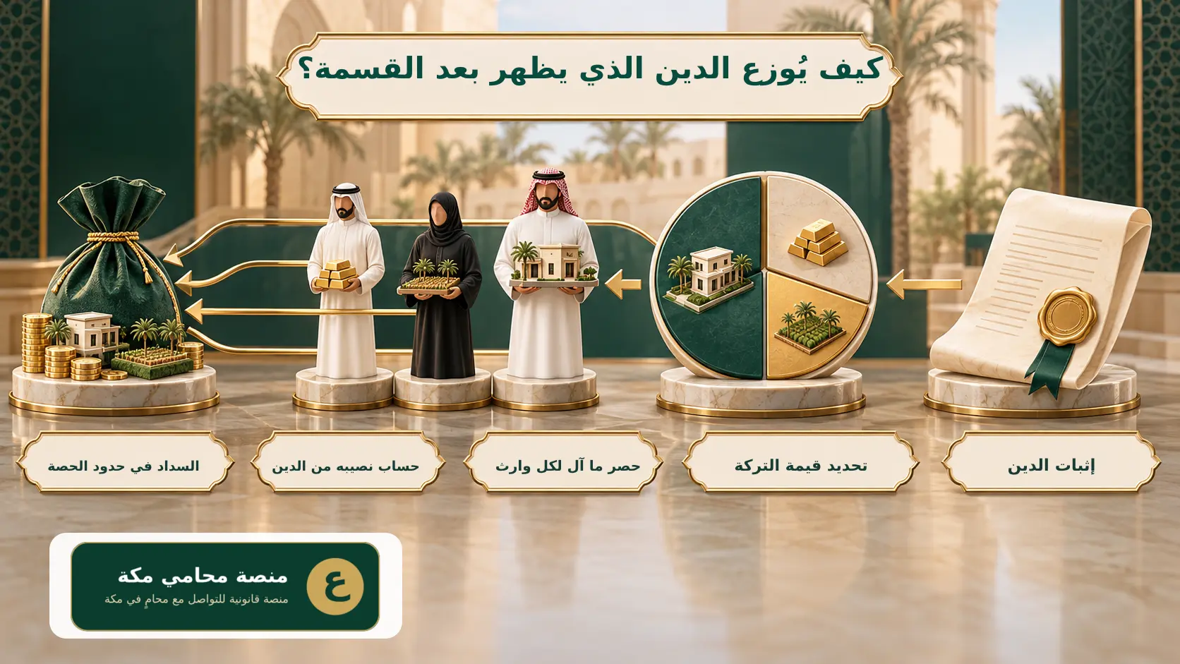 طريقة توزيع دين الميت الذي يظهر بعد قسمة التركة