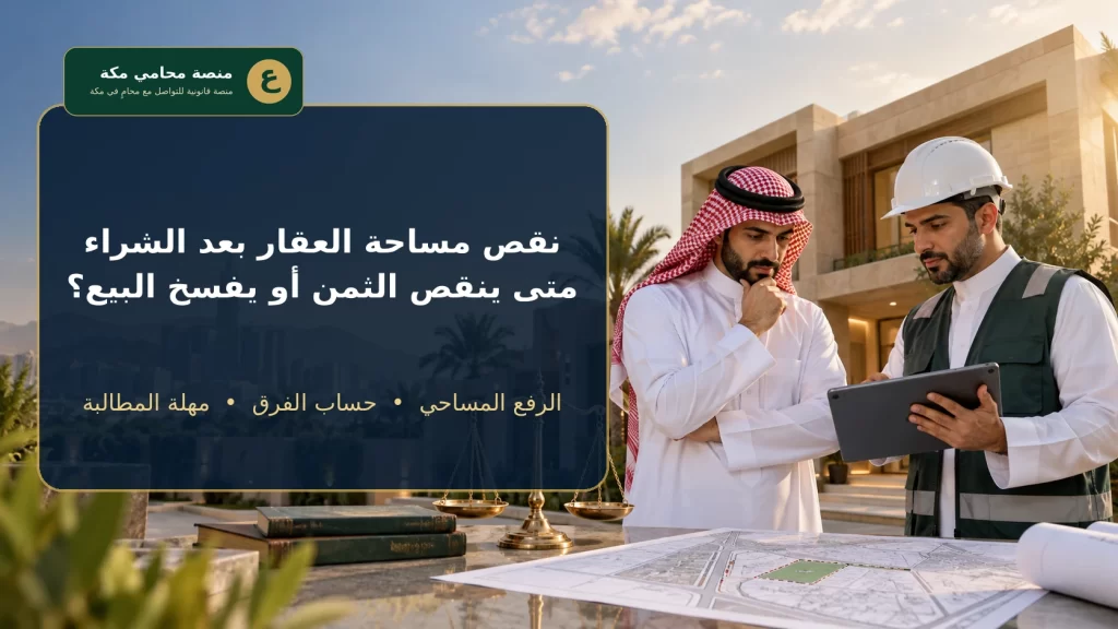مشتري ومهندس مساحة يراجعان نقص مساحة عقار بعد الشراء