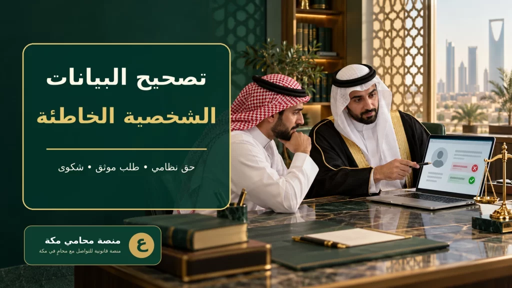 مستشار قانوني يراجع طلب تصحيح بيانات شخصية خاطئة في السعودية