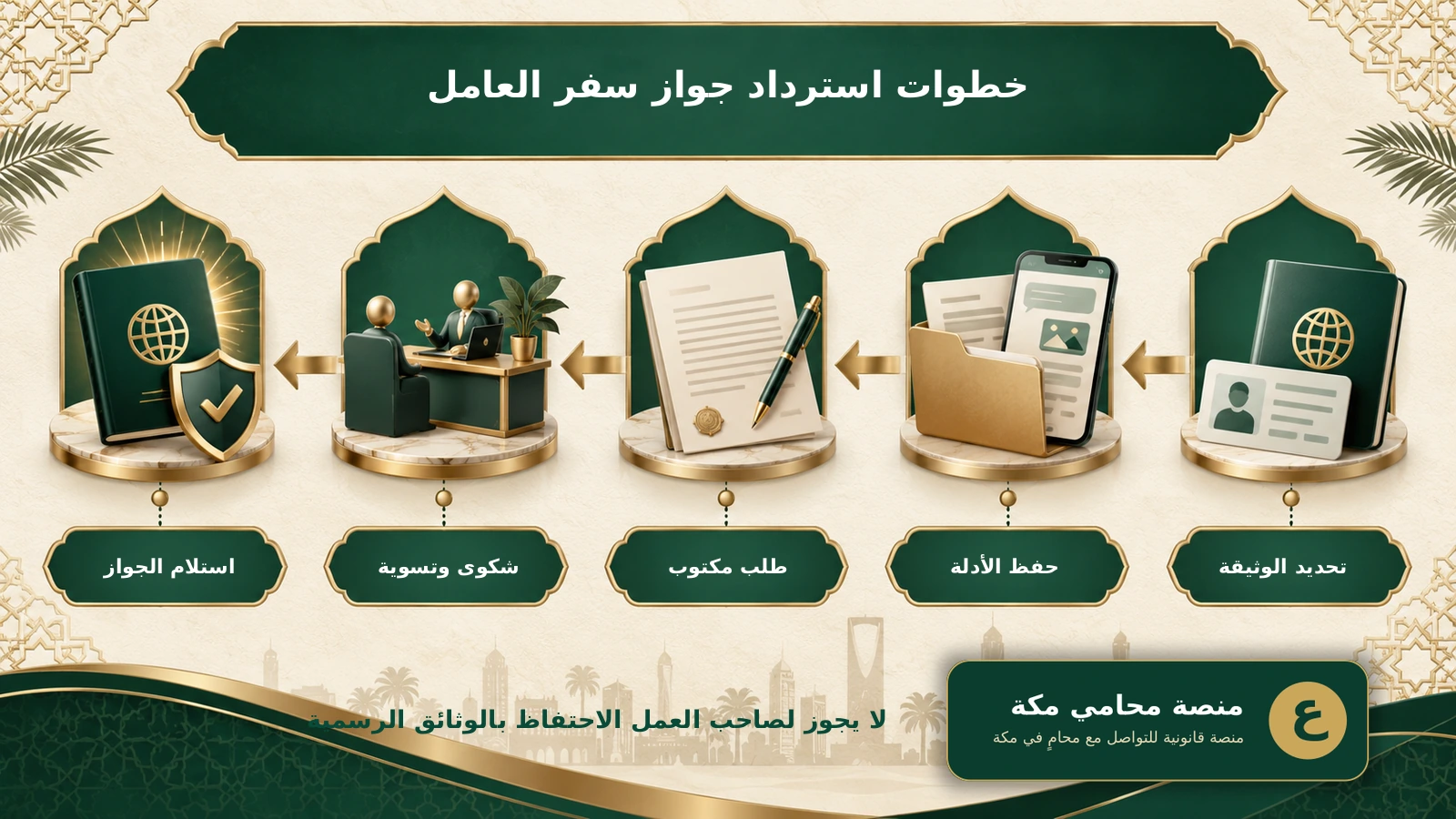 خطوات استرداد جواز سفر العامل المحتجز في السعودية